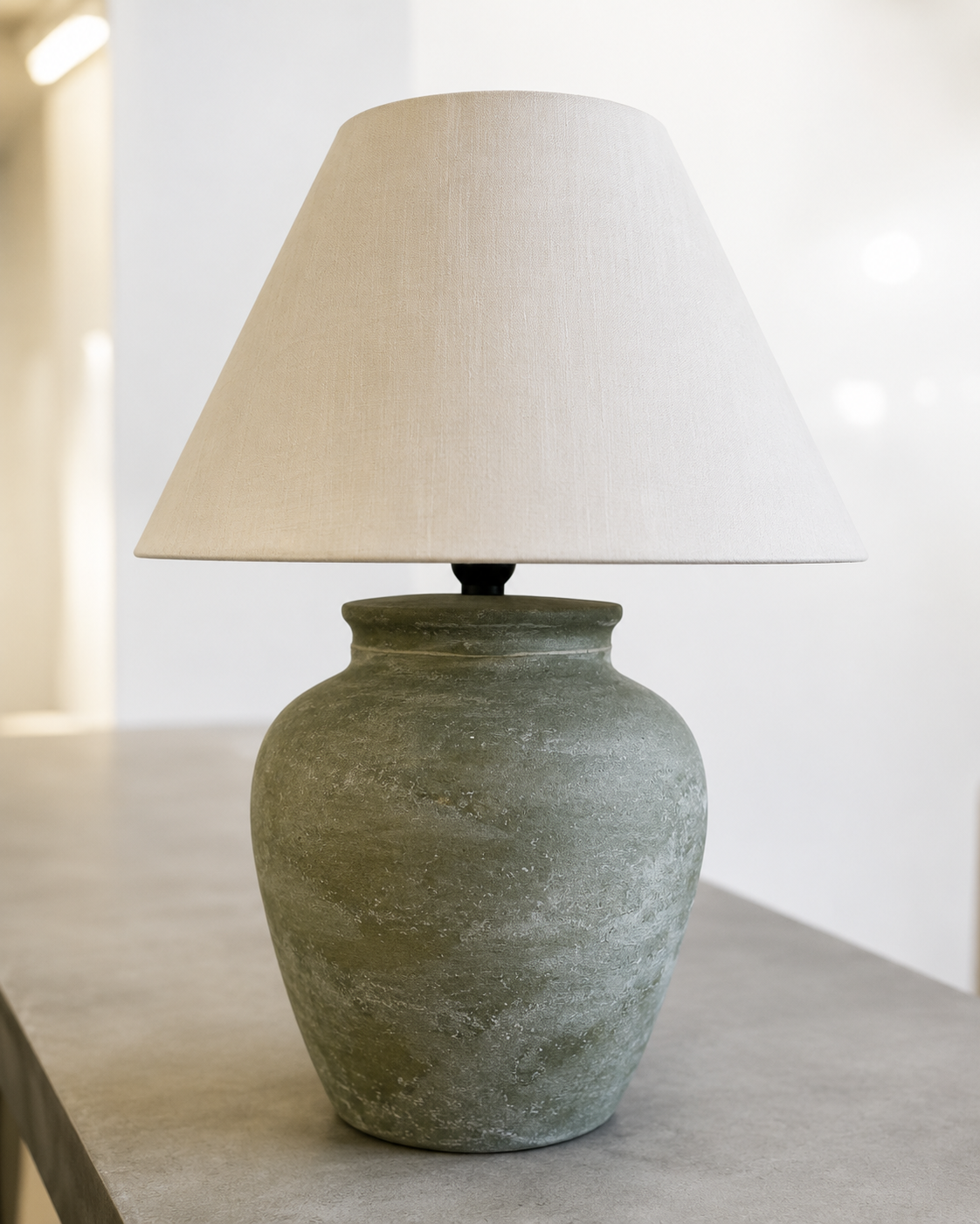 Olive Mist “Hand-Painted Pottery Lamp”