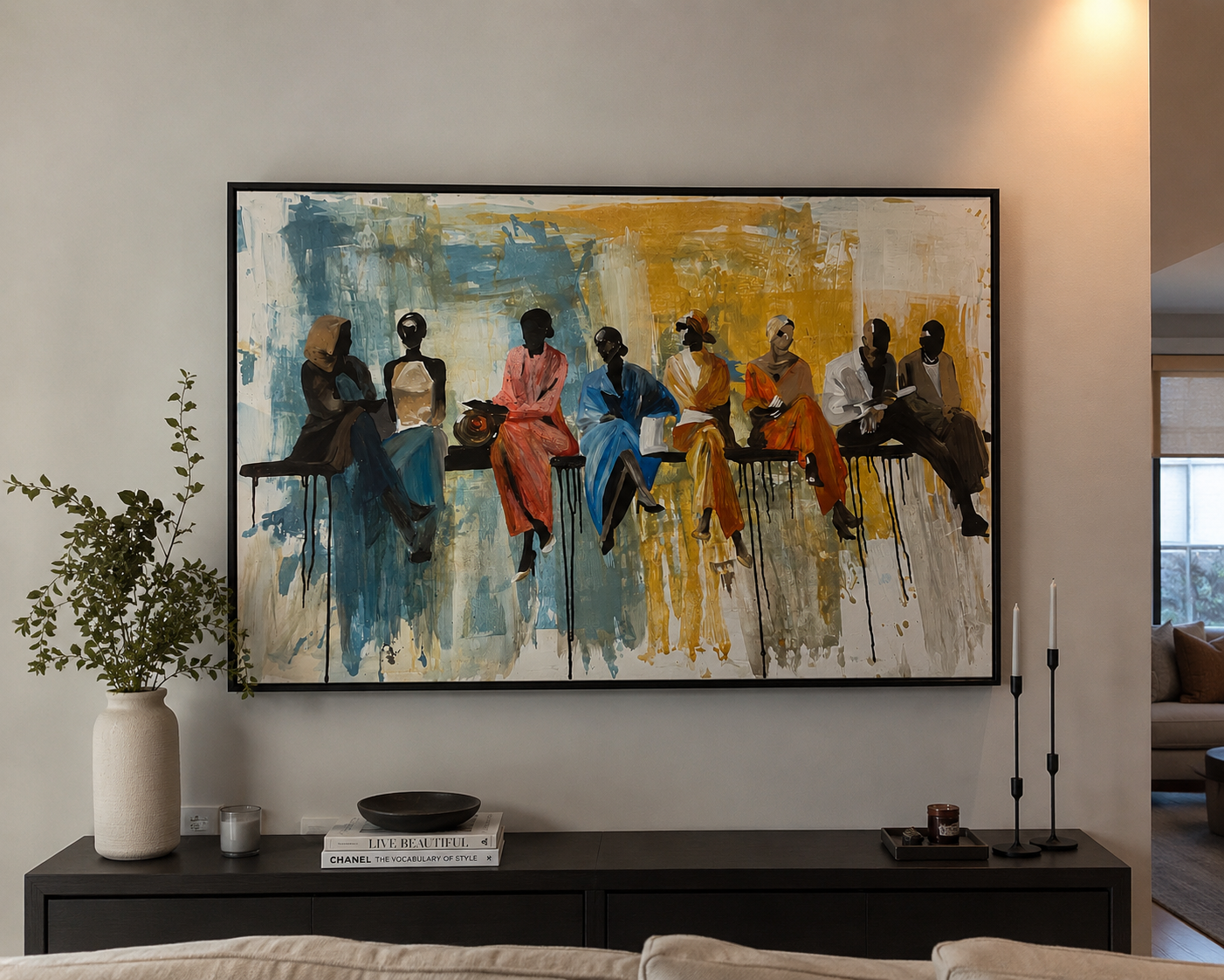 Handmade Abstract People Painting – The Gathering. 120 × 80
