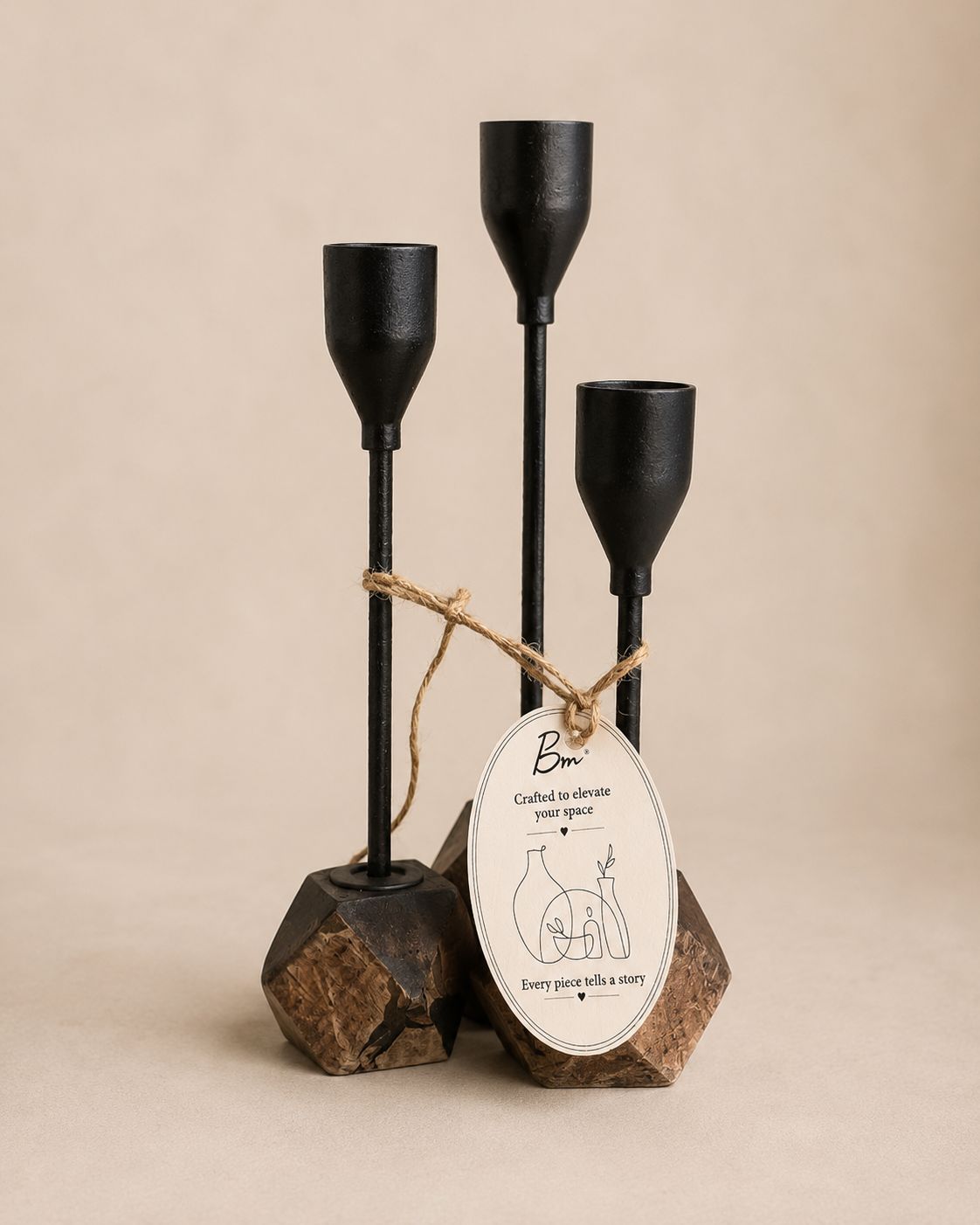 Handmade Metal Candle Holder Set