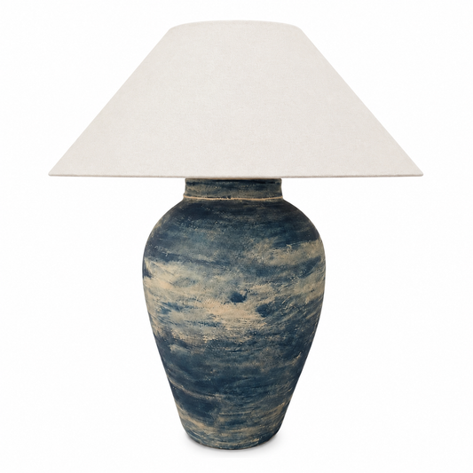 Azure Glow “Hand-Painted Pottery Lamp”