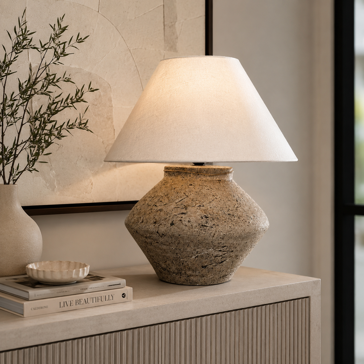 Marble Glow. “Hand-Painted Pottery Lamp”