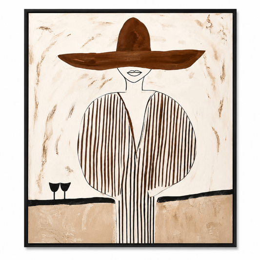 Modern Woman in Hat Painting – Handmade Wall Art 90x90 cm