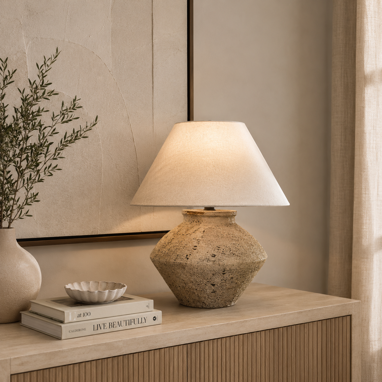 Marble Glow. “Hand-Painted Pottery Lamp”