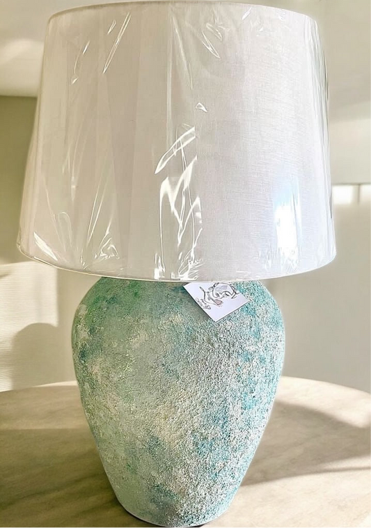 Terracotta Lamp. “Hand-Painted Pottery Lamp”