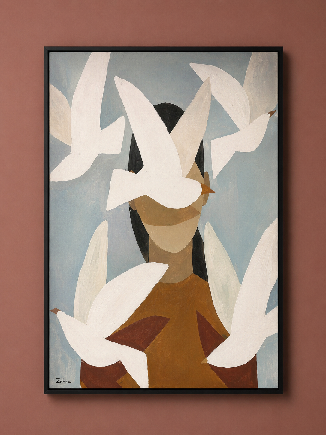 Handmade Figurative Bird Artwork | Modern Wall Painting 90 x 60 cm