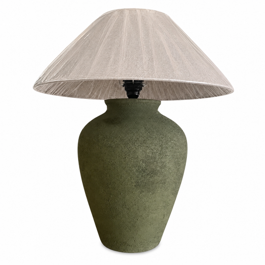 Olive Glow “Hand-Painted Pottery Lamp”