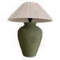 Olive Glow “Hand-Painted Pottery Lamp”