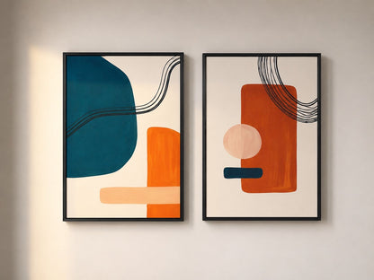 Modern Abstract Diptych Painting Set – Handmade Wall Art (2 Pieces)