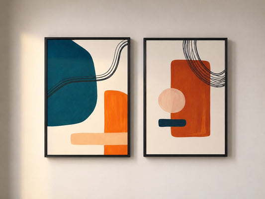 Modern Abstract Diptych Painting Set – Handmade Wall Art (2 Pieces)