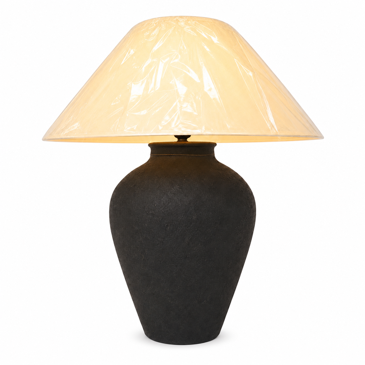 Black Aura. “Hand-Painted Pottery Lamp”