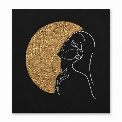 Luxury Textured Line Art Portrait | Handmade Wall Art 100 x 100 cm