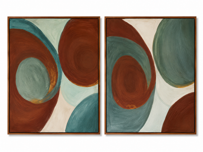 Handmade Abstract Wall Art Set | Modern Diptych Paintings 80 x 60 cm