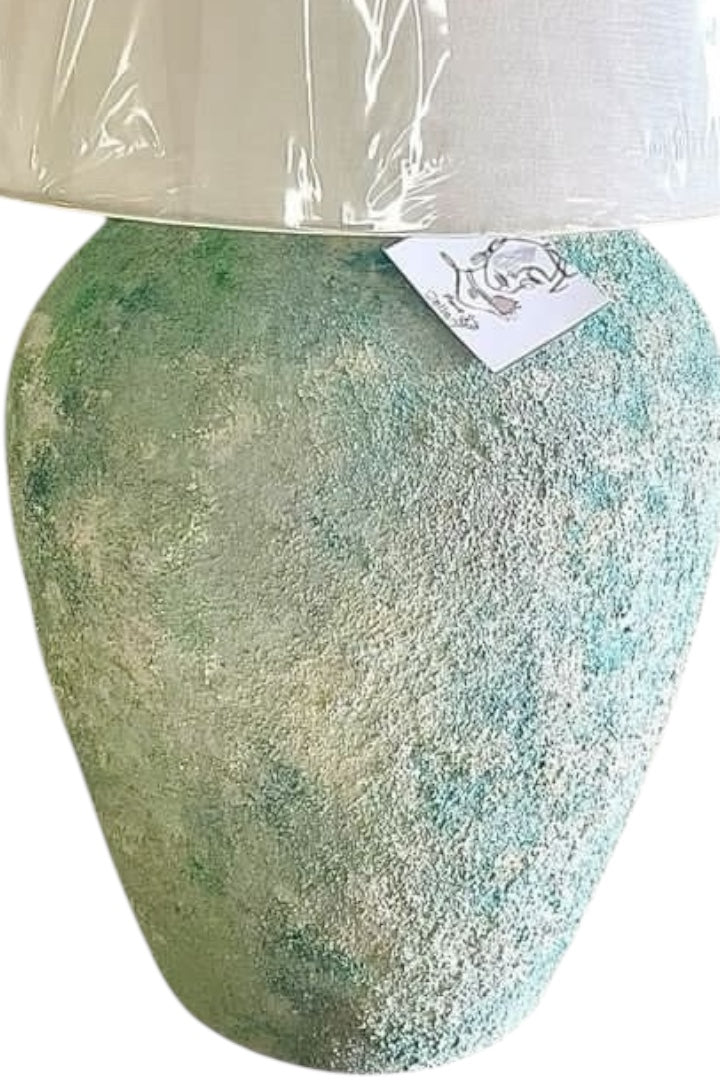 Terracotta Lamp. “Hand-Painted Pottery Lamp”