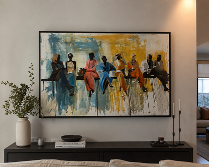 Handmade Abstract People Painting – The Gathering. 120 × 80