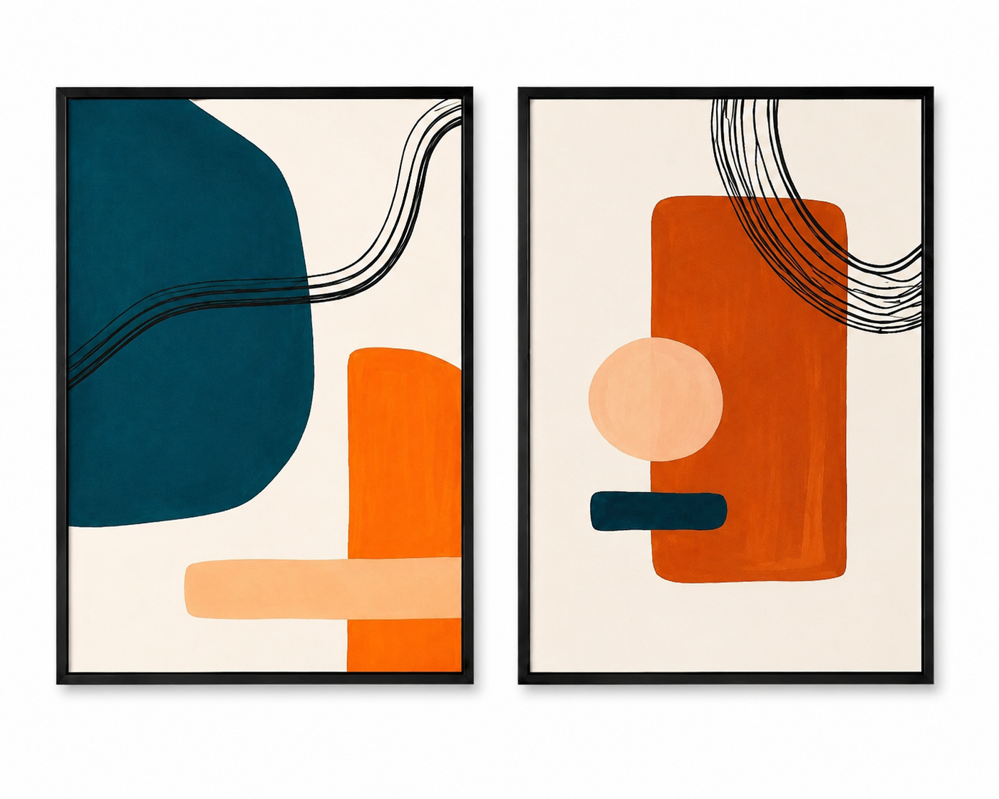 Modern Abstract Diptych Painting Set – Handmade Wall Art (2 Pieces)