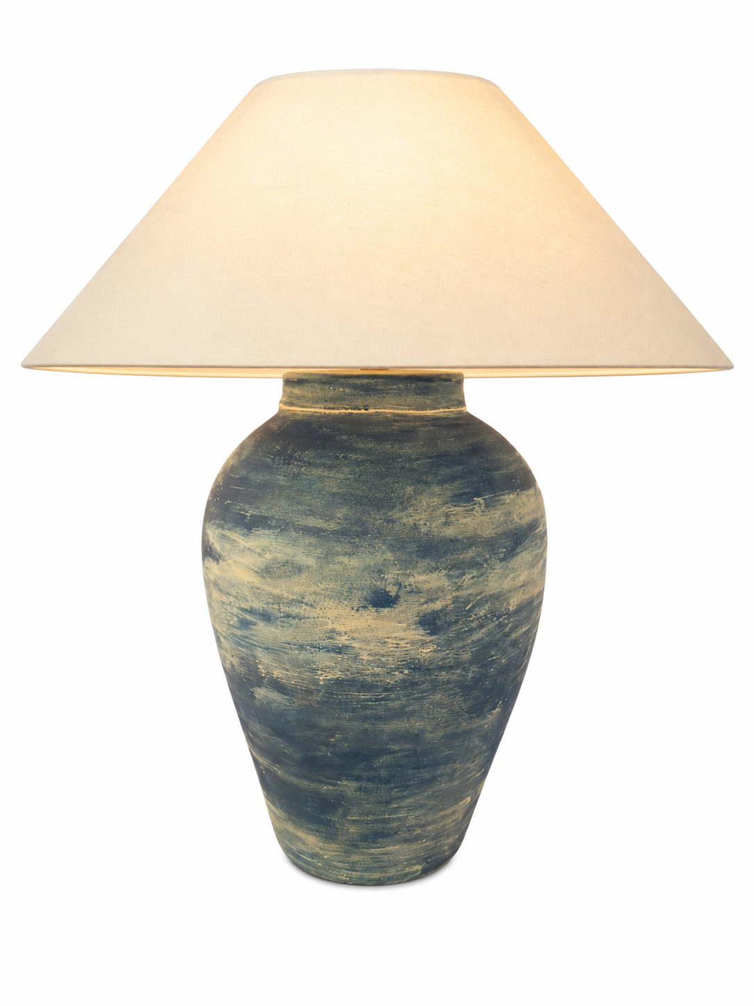 Azure Glow “Hand-Painted Pottery Lamp”