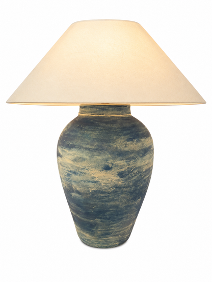 Azure Glow “Hand-Painted Pottery Lamp”