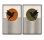 Handmade Bird Wall Art Set | Modern Diptych Paintings 80 x 60 cm