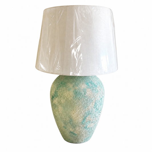 Terracotta Lamp. “Hand-Painted Pottery Lamp”