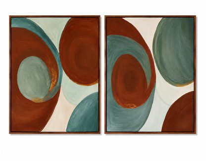 Handmade Abstract Wall Art Set | Modern Diptych Paintings 80 x 60 cm